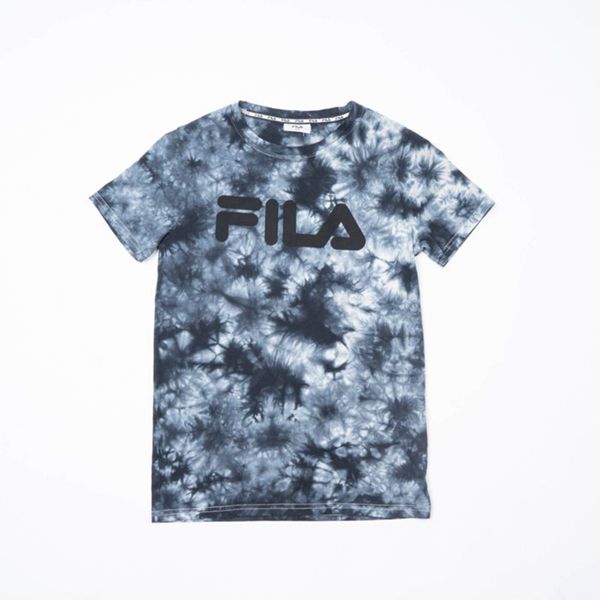 Fila Mono Deckle Tie Dye Boy's T-Shirts - White/Grey/Black,NZ 37-95207